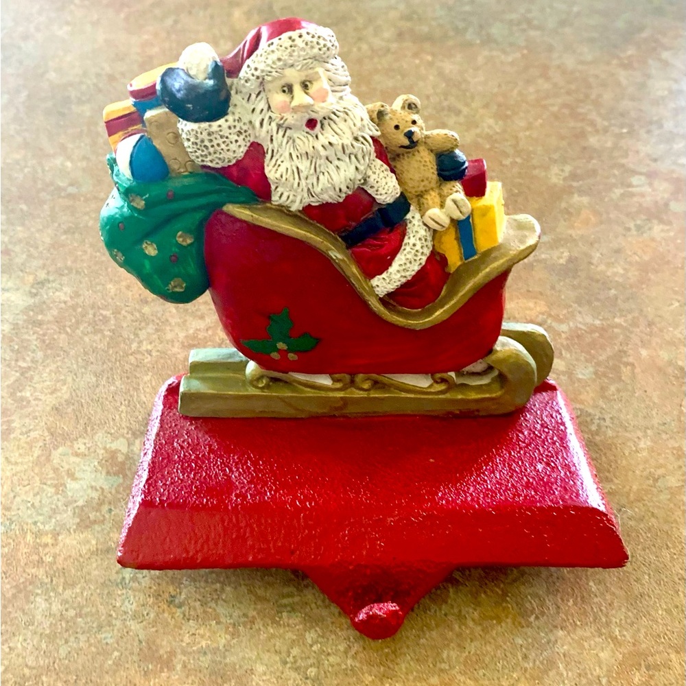 Vintage Windsor Collection Stocking Hanger Santa Sleigh Cast Iron